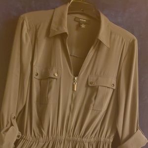 Army green zip up dress